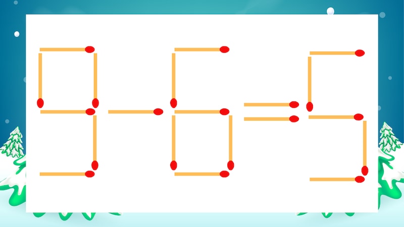 【マッチ棒クイズ】1本だけ動かして正しい式に:9-6=5?