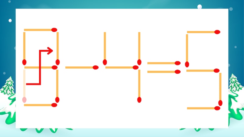 【マッチ棒クイズ】1本だけ動かして正しい式に：6-4=5？の正解画像