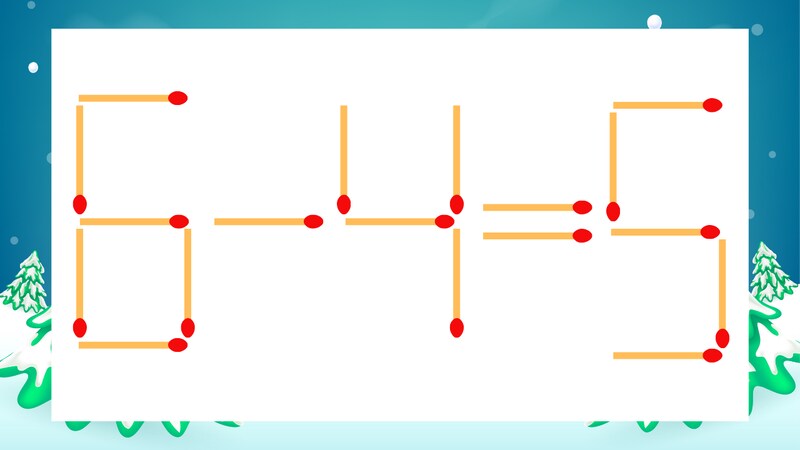 【マッチ棒クイズ】1本だけ動かして正しい式に：6-4=5？