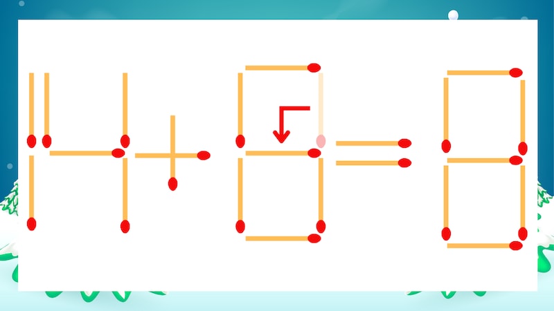 【マッチ棒クイズ】1本だけ動かして正しい式に：14-0=8？の正解画像
