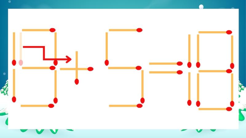 【マッチ棒クイズ】1本だけ動かして正しい式に:19-5=18?の正解画像