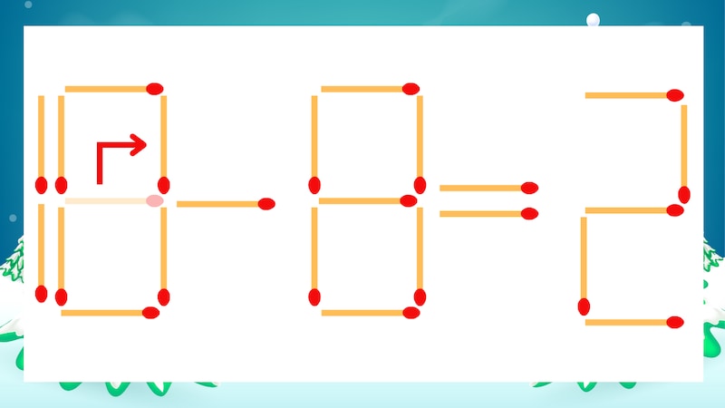 【マッチ棒クイズ】1本だけ動かして正しい式に:16-8=2?の正解画像