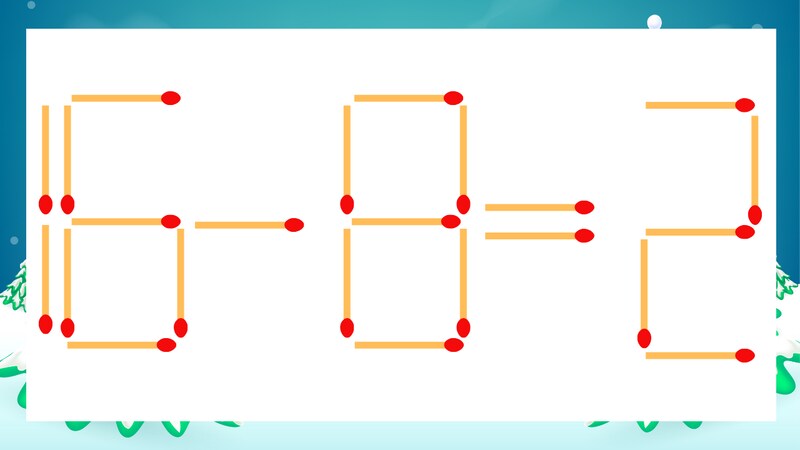 【マッチ棒クイズ】1本だけ動かして正しい式に:16-8=2?の画像