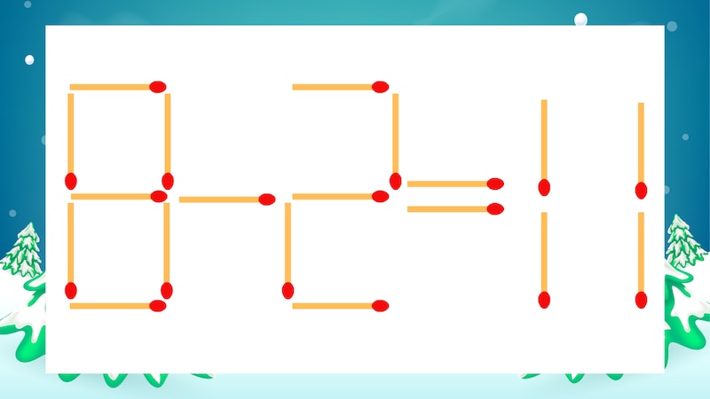 【マッチ棒クイズ】1本だけ動かして正しい式に:8-2=11?