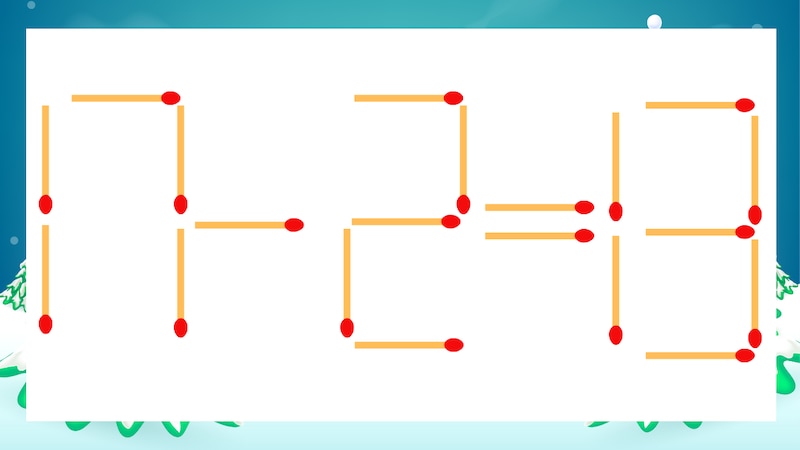 【マッチ棒クイズ】1本だけ動かして正しい式に:17-2=13?の画像