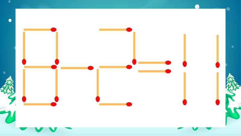 【マッチ棒クイズ】1本だけ動かして正しい式に:8-2=11?の画像