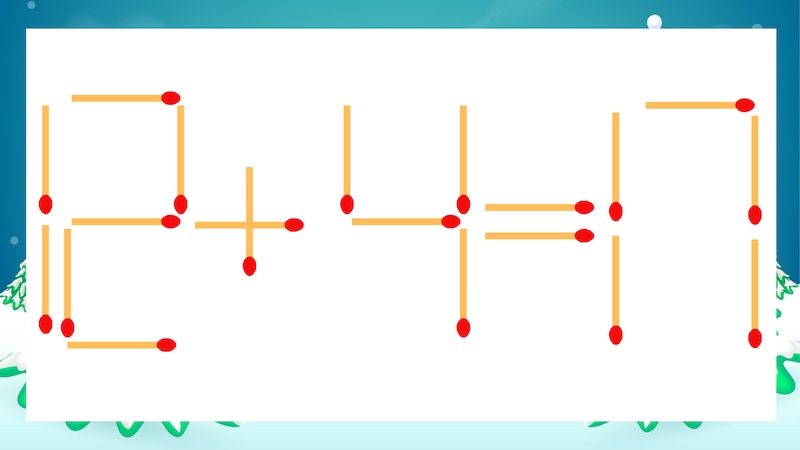 【マッチ棒クイズ】1本だけ動かして正しい式に:12+4=17?