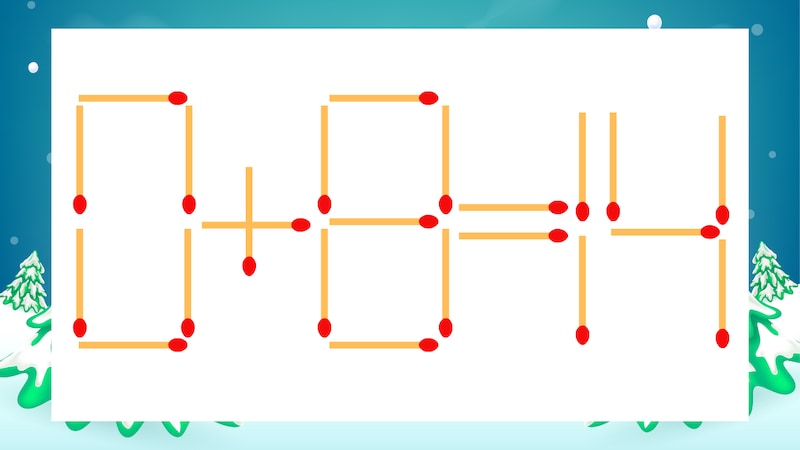 【マッチ棒クイズ】1本だけ動かして正しい式に:0+8=14?
