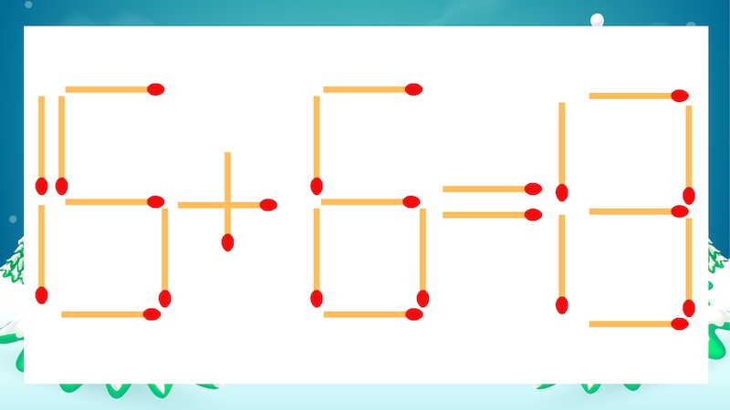 【マッチ棒クイズ】1本だけ動かして正しい式に:15+6=13?