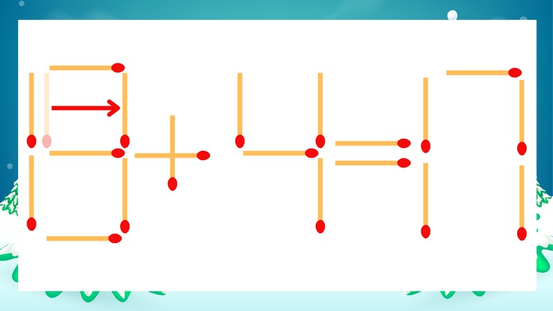 【マッチ棒クイズ】1本だけ動かして正しい式に:15+4=17?の正解画像
