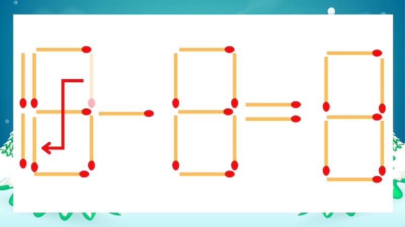 【マッチ棒クイズ】1本だけ動かして正しい式に:19-8=8?の正解画像
