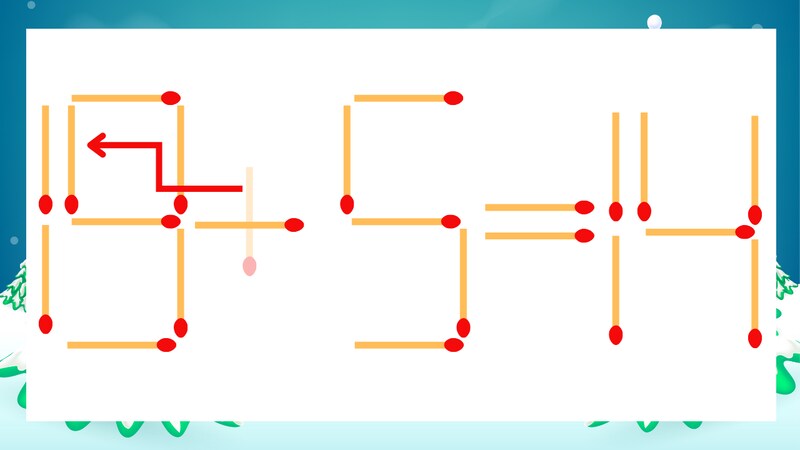 【マッチ棒クイズ】1本だけ動かして正しい式に：13+5=14？の正解画像