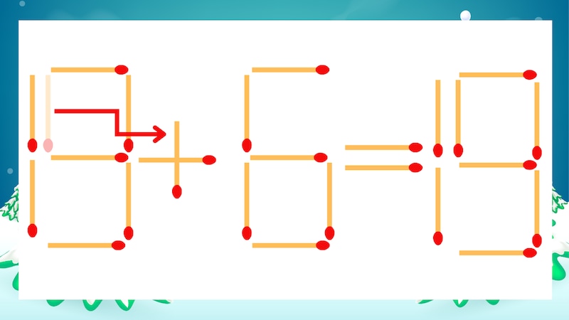 【マッチ棒クイズ】1本だけ動かして正しい式に：19-6=19？の正解画像