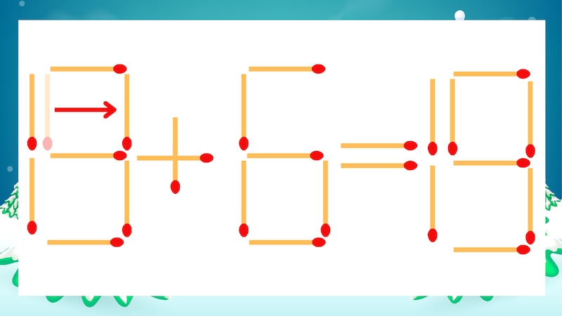 【マッチ棒クイズ】1本だけ動かして正しい式に：15+6=19？の正解画像