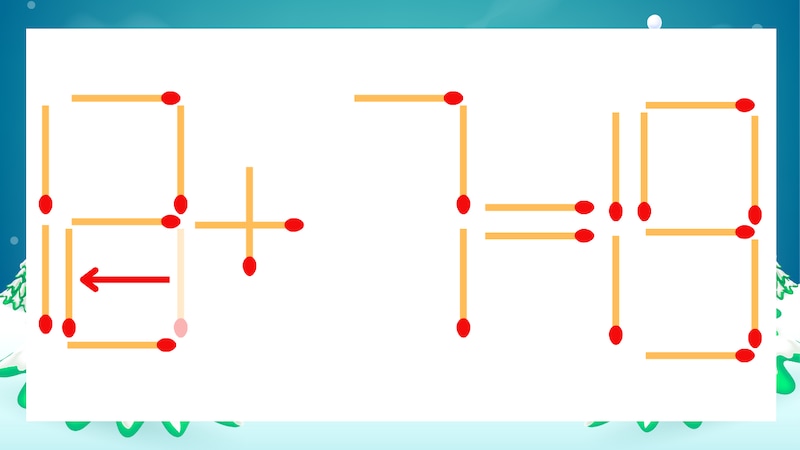 【マッチ棒クイズ】1本だけ動かして正しい式に：13+7=19？の正解画像