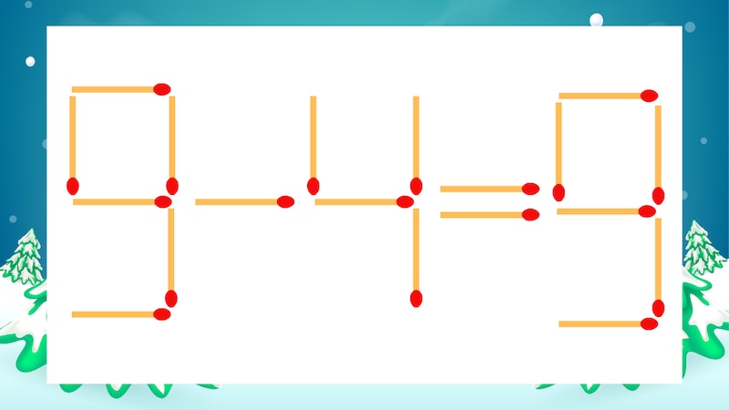 【マッチ棒クイズ】1本だけ動かして正しい式に:9-4=9?の画像