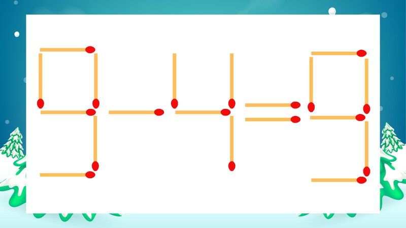 【マッチ棒クイズ】1本だけ動かして正しい式に:9-4=9?