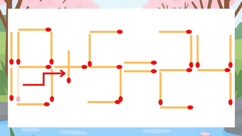 【マッチ棒クイズ】1本だけ動かして正しい式に：18-5=24？の正解画像