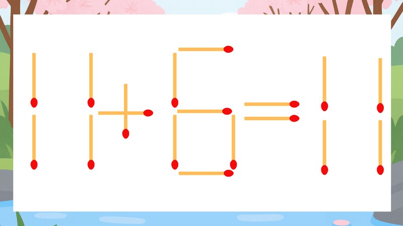 【マッチ棒クイズ】1本だけ動かして正しい式に：11+6=11？の画像