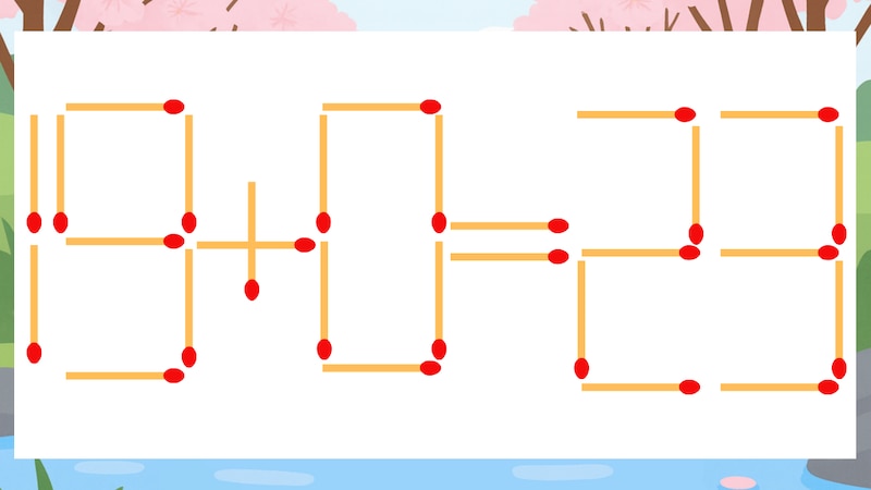 【マッチ棒クイズ】1本だけ動かして正しい式に:19+0=23?の画像