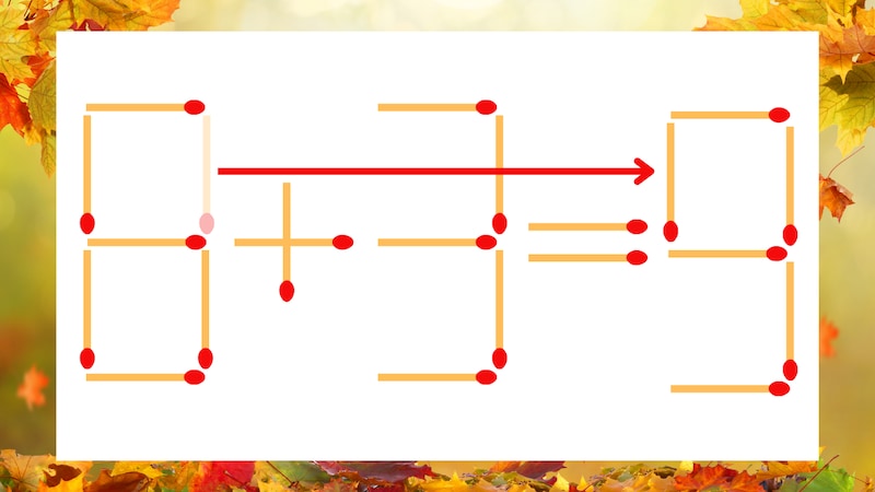【マッチ棒クイズ】1本だけ動かして正しい式に：8＋3＝5？の正解画像