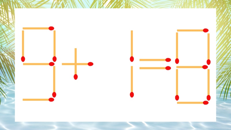 【マッチ棒クイズ】1本だけ動かして正しい式に：9＋1＝8？の画像