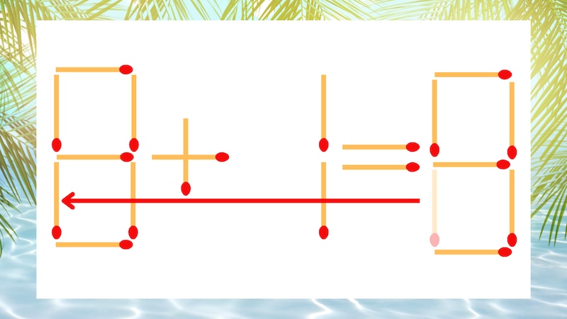【マッチ棒クイズ】1本だけ動かして正しい式に：9＋1＝8？の正解画像