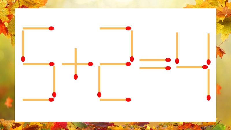 【マッチ棒クイズ】1本だけ動かして正しい式に：5＋2＝4？の画像