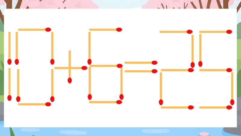 【マッチ棒クイズ】1本だけ動かして正しい式に：10+6=25？の画像