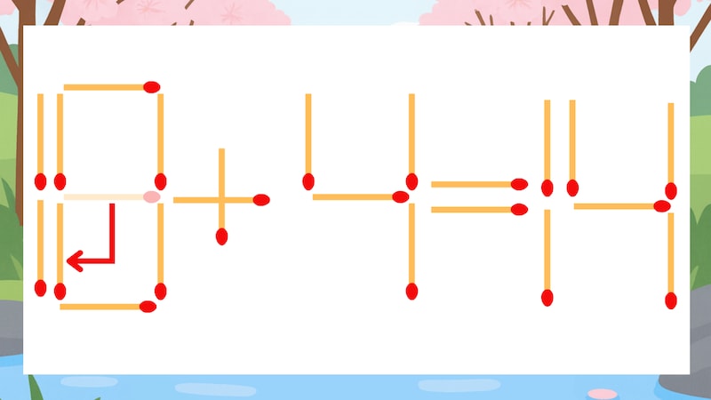 【マッチ棒クイズ】1本だけ動かして正しい式に：19+4=14？の正解画像