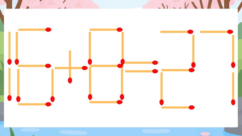 【マッチ棒クイズ】1本だけ動かして正しい式に:16+8=27?の画像