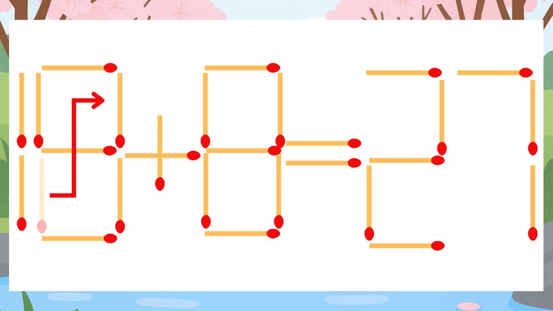 【マッチ棒クイズ】1本だけ動かして正しい式に:16+8=27?の正解画像