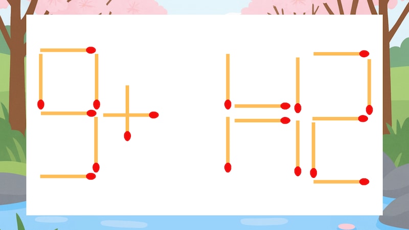 【マッチ棒クイズ】1本だけ動かして正しい式に:9+1=12?の画像