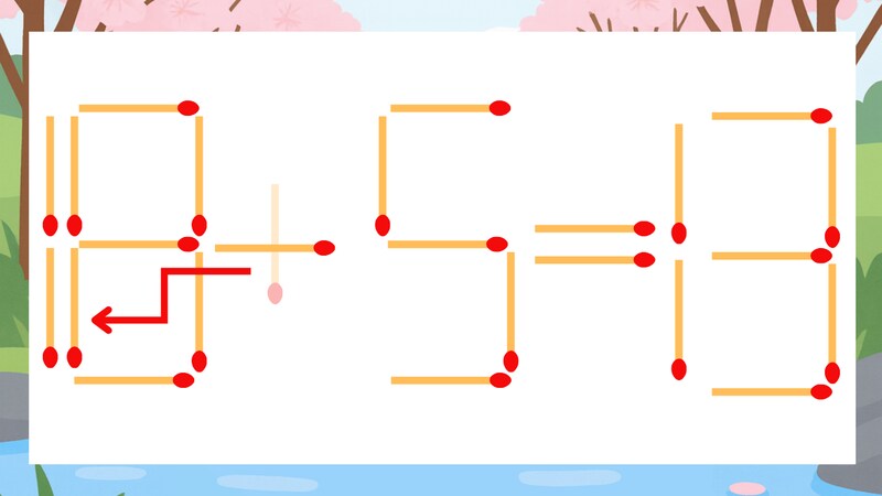 【マッチ棒クイズ】1本だけ動かして正しい式に:19+5=13?の正解画像