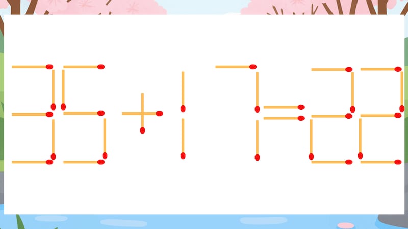 【マッチ棒クイズ】1本だけ動かして正しい式に：35+17=22？の画像