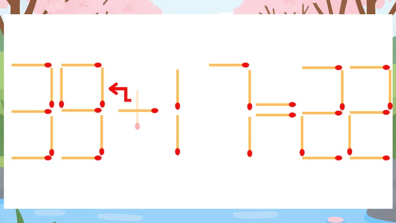 【マッチ棒クイズ】1本だけ動かして正しい式に：35+17=22？の正解画像