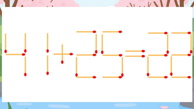 【マッチ棒クイズ】1本だけ動かして正しい式に：41+25=22？の画像