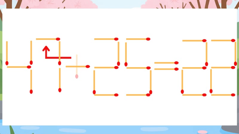 【マッチ棒クイズ】1本だけ動かして正しい式に：41+25=22？の正解画像