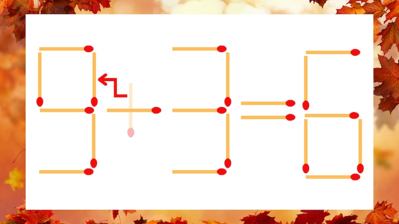 【マッチ棒クイズ】1本だけ動かして正しい式に:5+3=6?の正解画像
