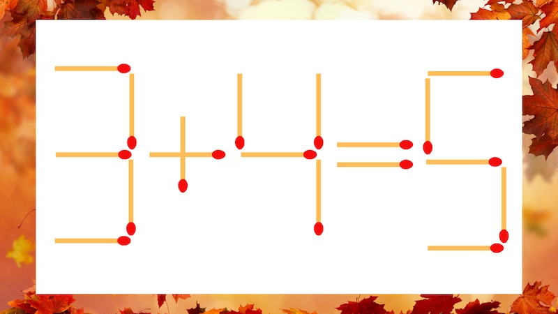 【マッチ棒クイズ】1本だけ動かして正しい式に：3＋4＝5？の画像