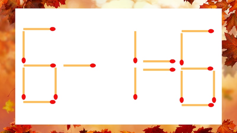 【マッチ棒クイズ】1本だけ動かして正しい式に：6−1＝6？の画像