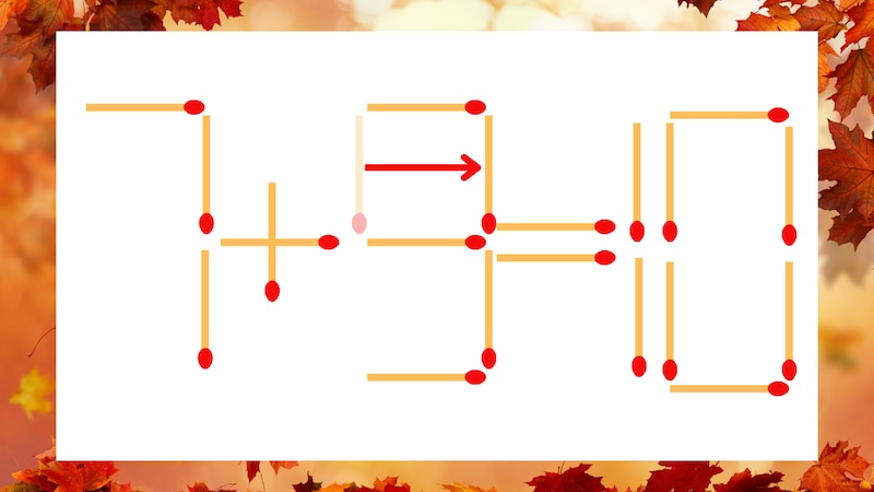 【マッチ棒クイズ】1本だけ動かして正しい式に：7＋5＝10？の正解画像
