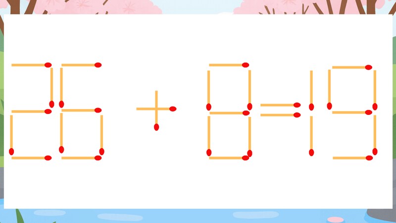 【マッチ棒クイズ】1本だけ動かして正しい式に：26+8=19？の画像