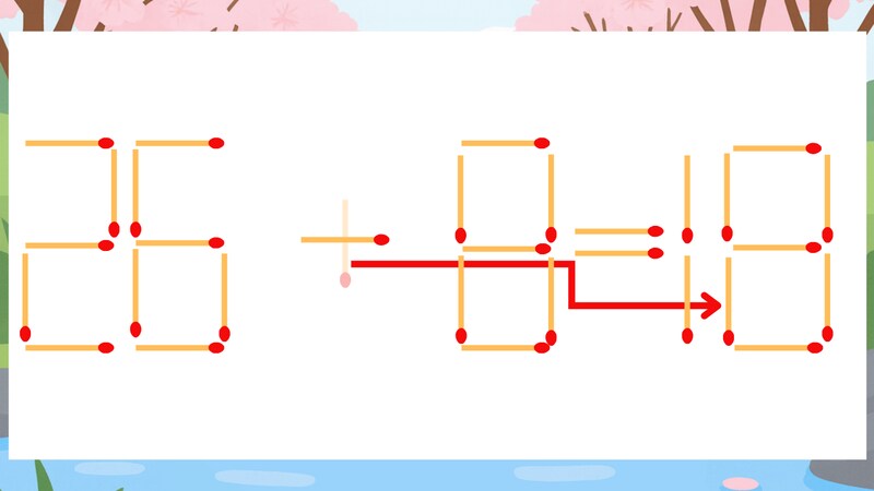 【マッチ棒クイズ】1本だけ動かして正しい式に：26+8=19？の正解画像
