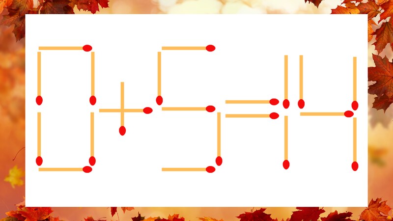【マッチ棒クイズ】1本だけ動かして正しい式に：0＋5＝14？の画像