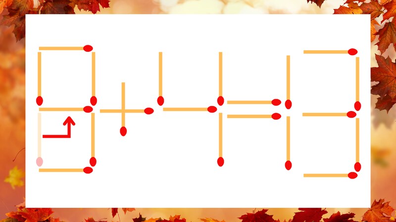 【マッチ棒クイズ】1本だけ動かして正しい式に：0＋4＝13？の正解画像