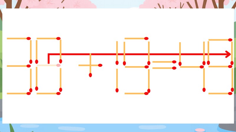 【マッチ棒クイズ】1本だけ動かして正しい式に：38+19=45？の正解画像