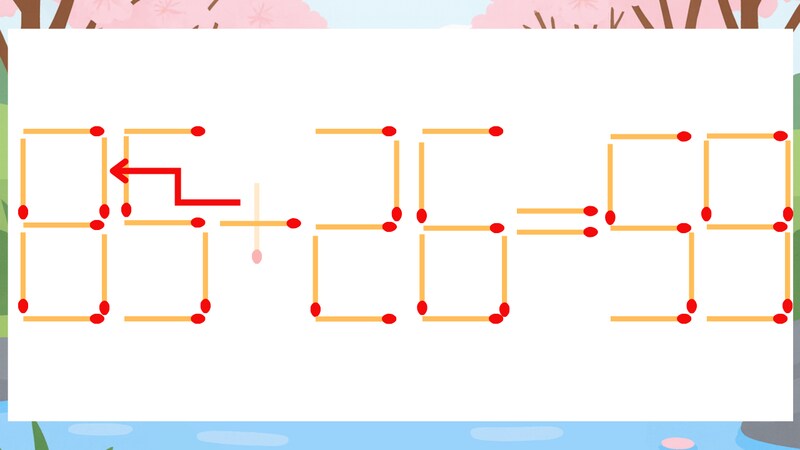 【マッチ棒クイズ】1本だけ動かして正しい式に:65+26=59?の正解画像