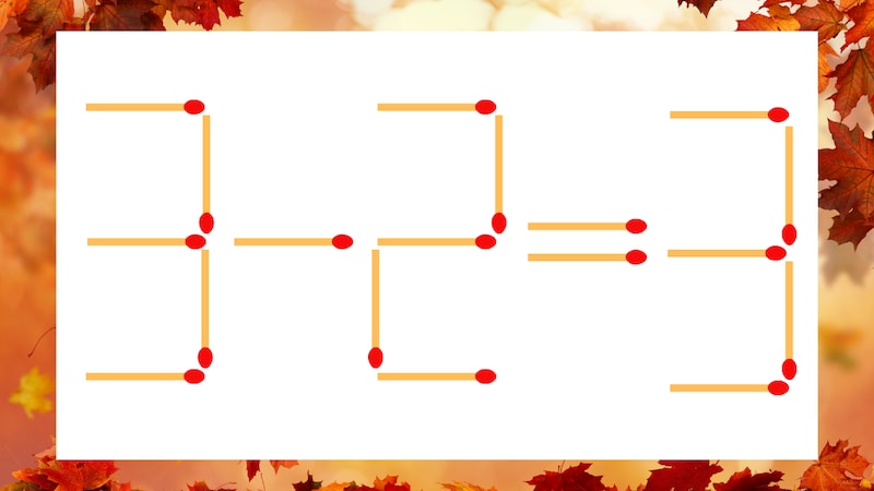 【マッチ棒クイズ】1本だけ動かして正しい式に：3-2=3？の画像