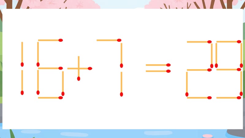 【マッチ棒クイズ】1本だけ動かして正しい式に：16+7=29？の画像